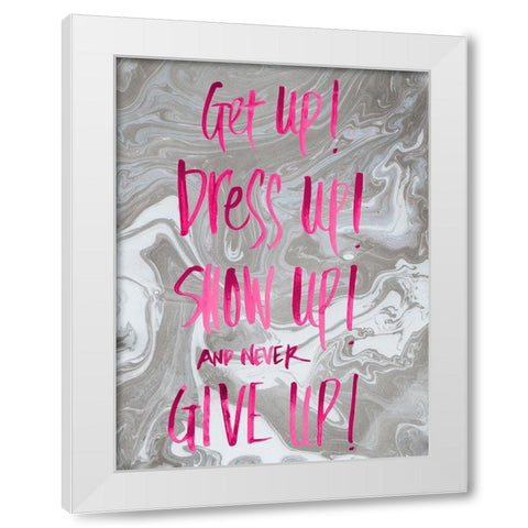 Never Give Up Grey Marble White Modern Wood Framed Art Print by Bryant, Susan