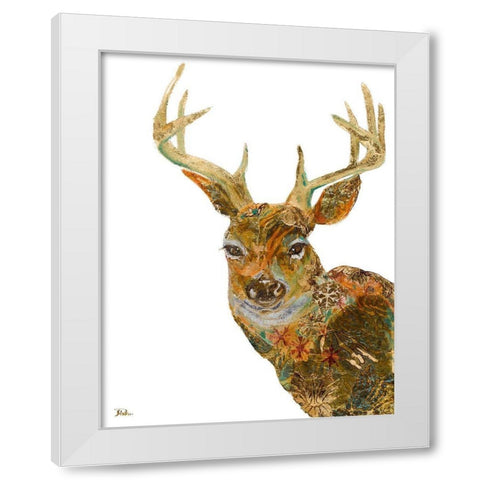Retro Deer White Modern Wood Framed Art Print by Pinto, Patricia
