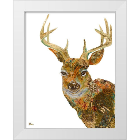Retro Deer White Modern Wood Framed Art Print by Pinto, Patricia