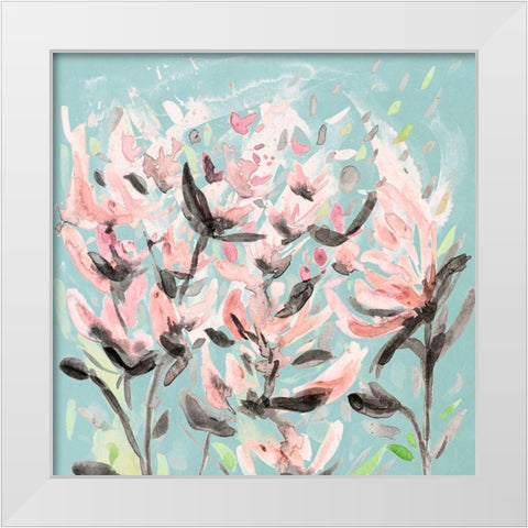 Wild Flowers on Teal White Modern Wood Framed Art Print by Coolick, Ann Marie