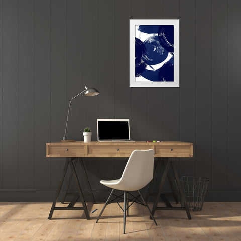 Indigo Swirl White Modern Wood Framed Art Print by Ritter, Gina