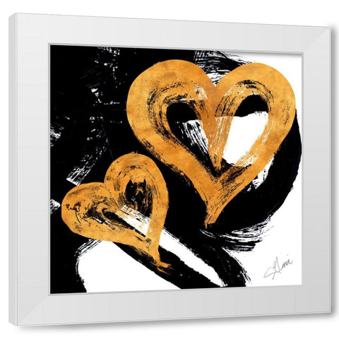 Black And Gold Heart Strokes II White Modern Wood Framed Art Print by Ritter, Gina