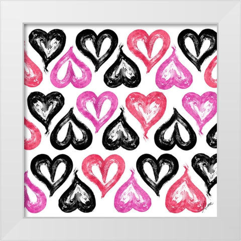 Heart Strokes Pattern White Modern Wood Framed Art Print by Ritter, Gina