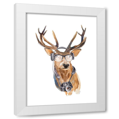 Tourist Deer White Modern Wood Framed Art Print by Loreth, Lanie