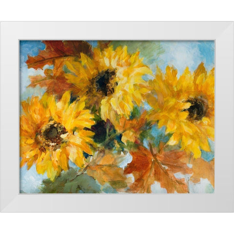 Breezy Sunflowers White Modern Wood Framed Art Print by Loreth, Lanie