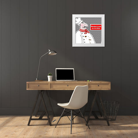 Bon Appetit Chef I White Modern Wood Framed Art Print by Mosher, Deidre