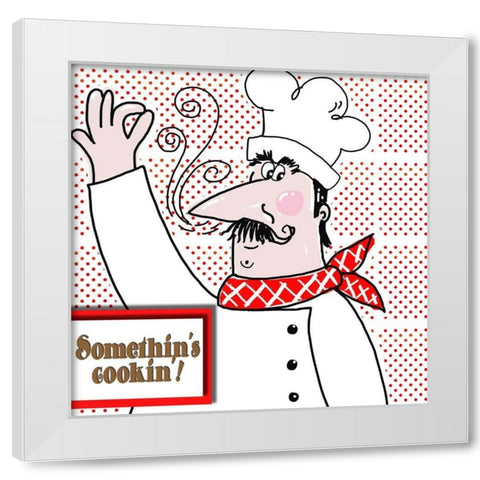 Bon Appetit Chef II White Modern Wood Framed Art Print by Mosher, Deidre