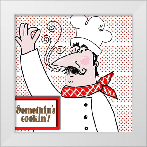 Bon Appetit Chef II White Modern Wood Framed Art Print by Mosher, Deidre