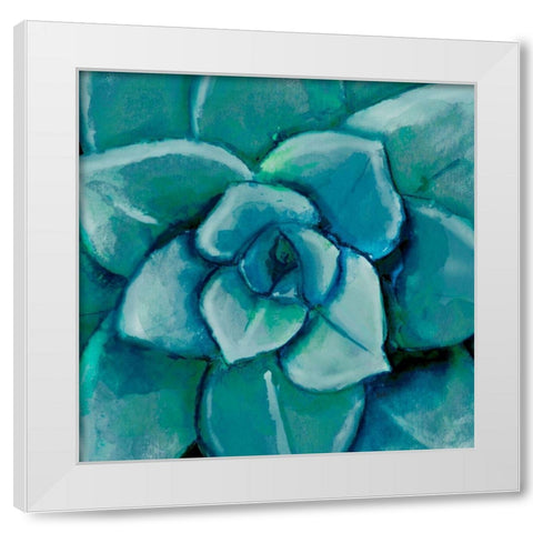 Blue Succulent White Modern Wood Framed Art Print by Pinto, Patricia