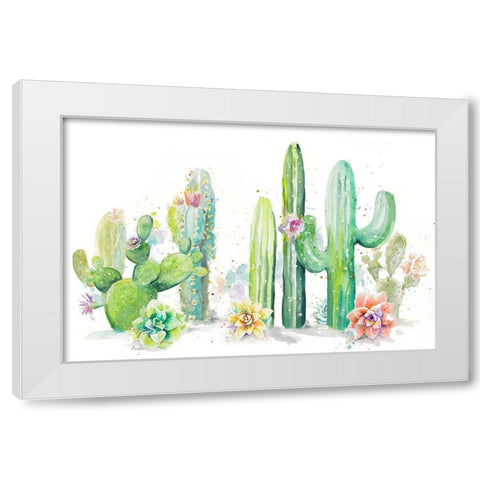 Cactus Garden White Modern Wood Framed Art Print by Pinto, Patricia
