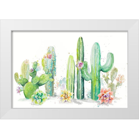 Cactus Garden White Modern Wood Framed Art Print by Pinto, Patricia