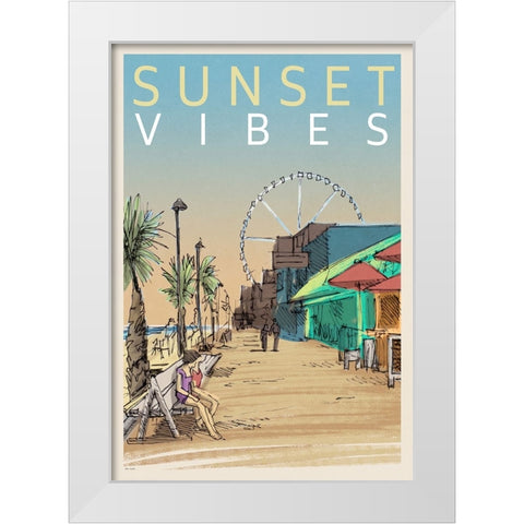 Sunset Vibes White Modern Wood Framed Art Print by Loreth, Lanie