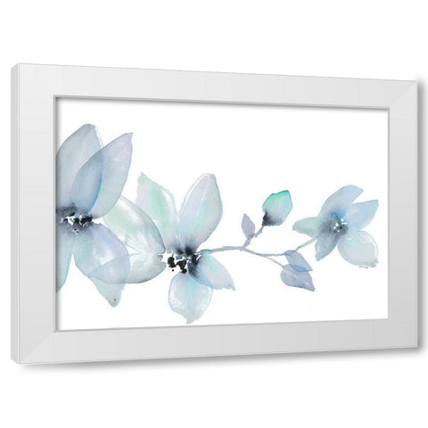 Blue Blooming Whispers I White Modern Wood Framed Art Print by Loreth, Lanie