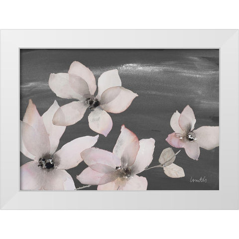 Blooming Whispers on Chalkboard II White Modern Wood Framed Art Print by Loreth, Lanie