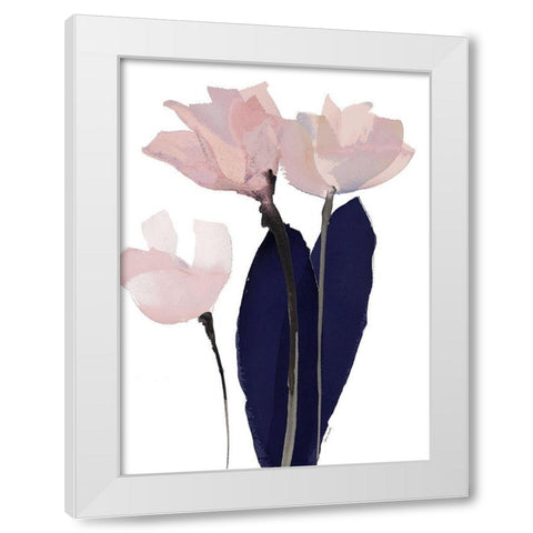 Triple Navy Whisper I White Modern Wood Framed Art Print by Loreth, Lanie