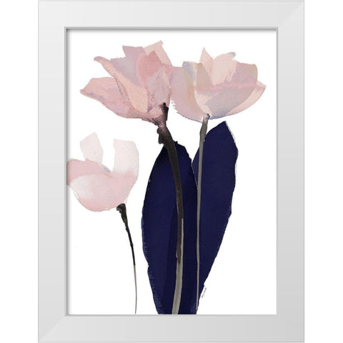 Triple Navy Whisper I White Modern Wood Framed Art Print by Loreth, Lanie