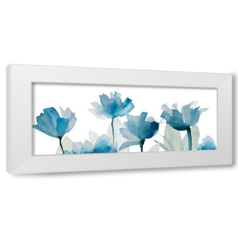 Blue Triple Whisper Garden I White Modern Wood Framed Art Print by Loreth, Lanie