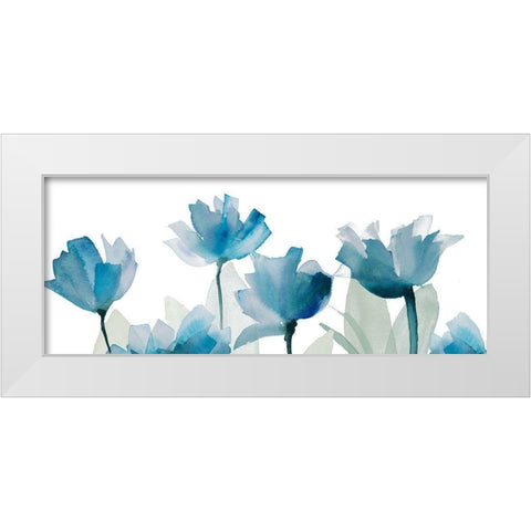 Blue Triple Whisper Garden I White Modern Wood Framed Art Print by Loreth, Lanie
