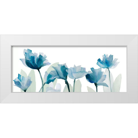 Blue Triple Whisper Garden II White Modern Wood Framed Art Print by Loreth, Lanie