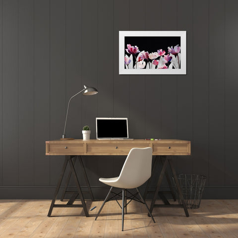 Triple Whisper Panel on Black White Modern Wood Framed Art Print by Loreth, Lanie