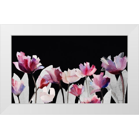 Triple Whisper Panel on Black White Modern Wood Framed Art Print by Loreth, Lanie