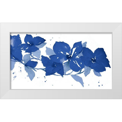 Dogwood Branch Navy White Modern Wood Framed Art Print by Loreth, Lanie