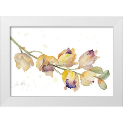 Orchid Bud Branch White Modern Wood Framed Art Print by Loreth, Lanie