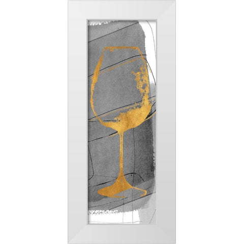 Golden Wine Glass II White Modern Wood Framed Art Print by Loreth, Lanie
