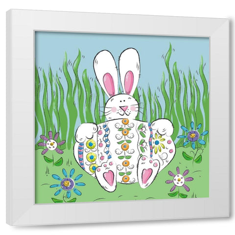 Rabbit Easter Egg White Modern Wood Framed Art Print by Mosher, Deidre