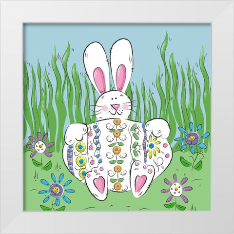 Rabbit Easter Egg White Modern Wood Framed Art Print by Mosher, Deidre