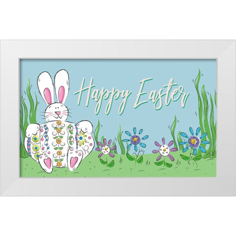 Happy Easter (rectangle) White Modern Wood Framed Art Print by Mosher, Deidre