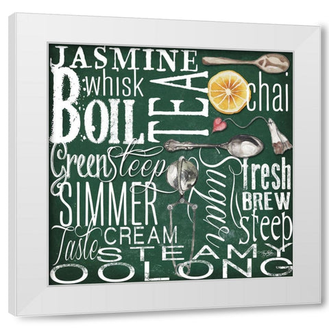 Drink Typography Forest Green White Modern Wood Framed Art Print by Baker, Mary Beth