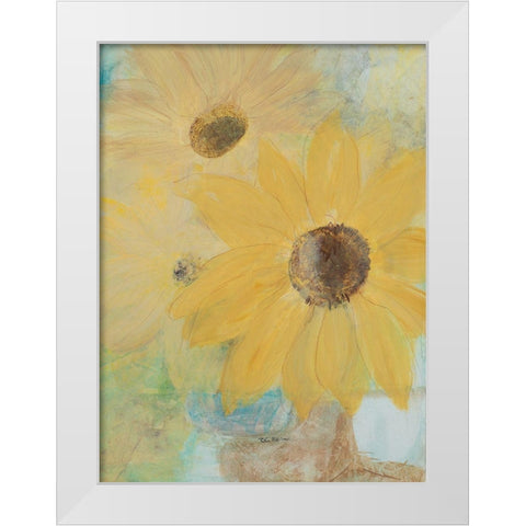 Big Sunflowers White Modern Wood Framed Art Print by Maria, Robin