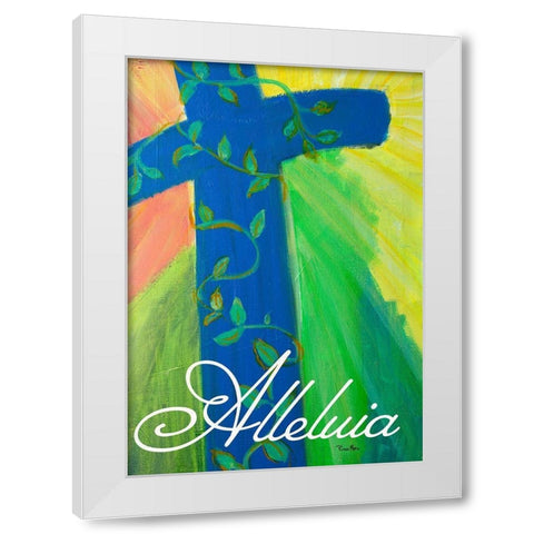 Alleluia Cross White Modern Wood Framed Art Print by Maria, Robin