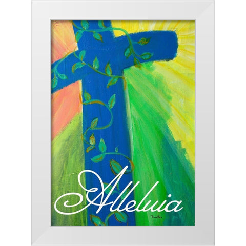 Alleluia Cross White Modern Wood Framed Art Print by Maria, Robin