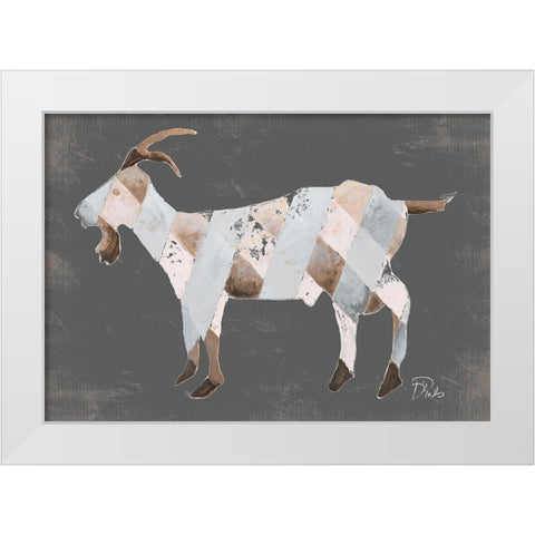 Rustic Plaid Goat White Modern Wood Framed Art Print by Pinto, Patricia