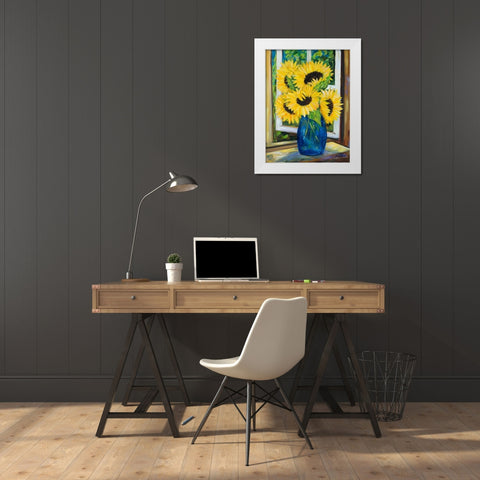 Sunflowers White Modern Wood Framed Art Print by DeRice, Julie
