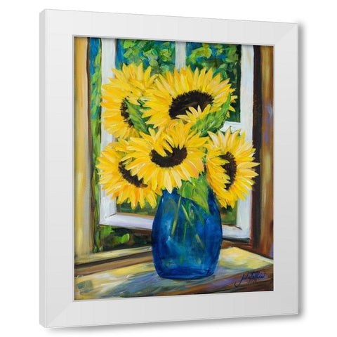 Sunflowers White Modern Wood Framed Art Print by DeRice, Julie