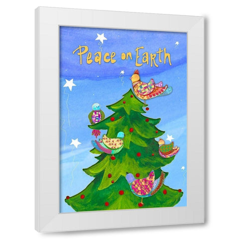Holiday Birds White Modern Wood Framed Art Print by Diannart