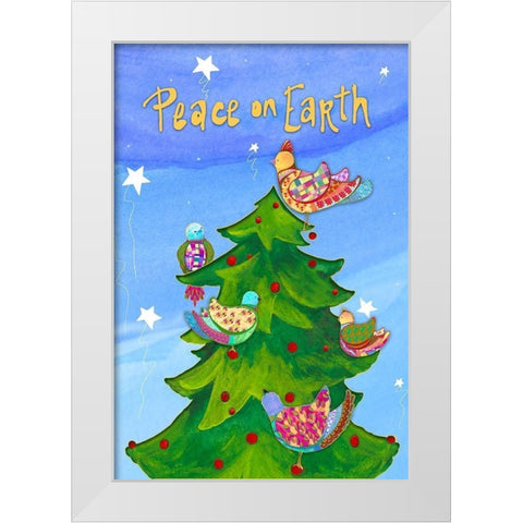 Holiday Birds White Modern Wood Framed Art Print by Diannart