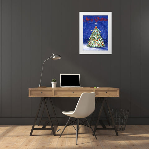 Merry Christmas Tree White Modern Wood Framed Art Print by Diannart