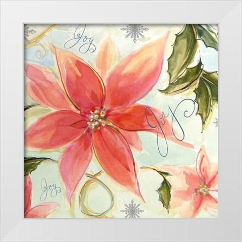 Joy Watercolor Poinsettia White Modern Wood Framed Art Print by Diannart