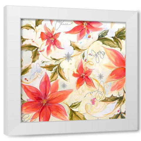 Watercolor Poinsettia Square White Modern Wood Framed Art Print by Diannart