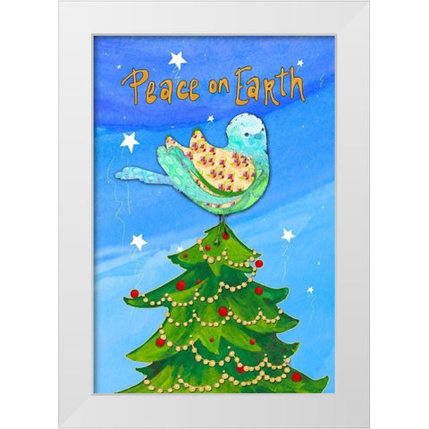 Peace on Earth Birds II White Modern Wood Framed Art Print by Diannart