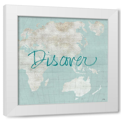 Discover The World White Modern Wood Framed Art Print by Medley, Elizabeth