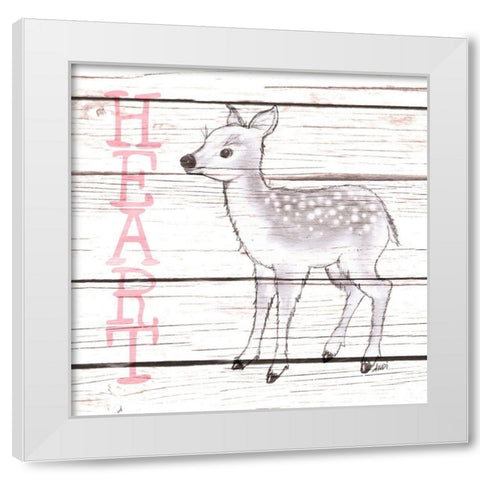 Deer Heart White Modern Wood Framed Art Print by Metz, Andi