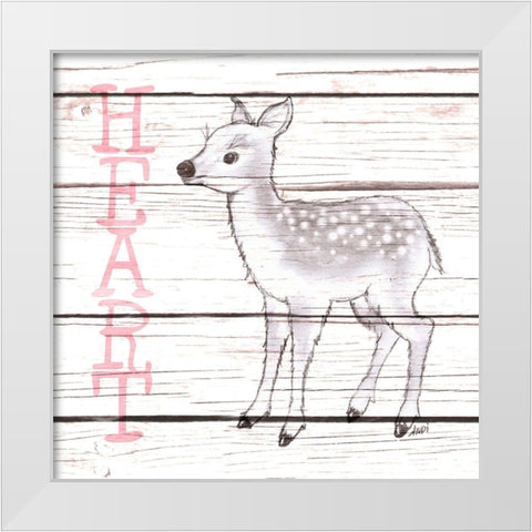Deer Heart White Modern Wood Framed Art Print by Metz, Andi