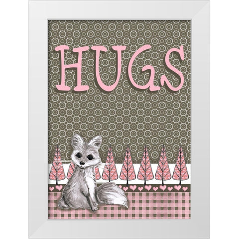 Fox Hugs White Modern Wood Framed Art Print by Metz, Andi