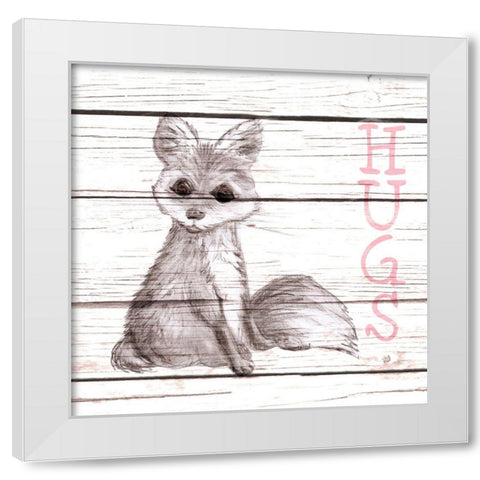 Fox Hugs White Modern Wood Framed Art Print by Metz, Andi