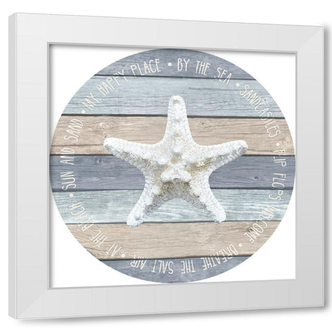 By the Sea Starfish Circle White Modern Wood Framed Art Print by Metz, Andi